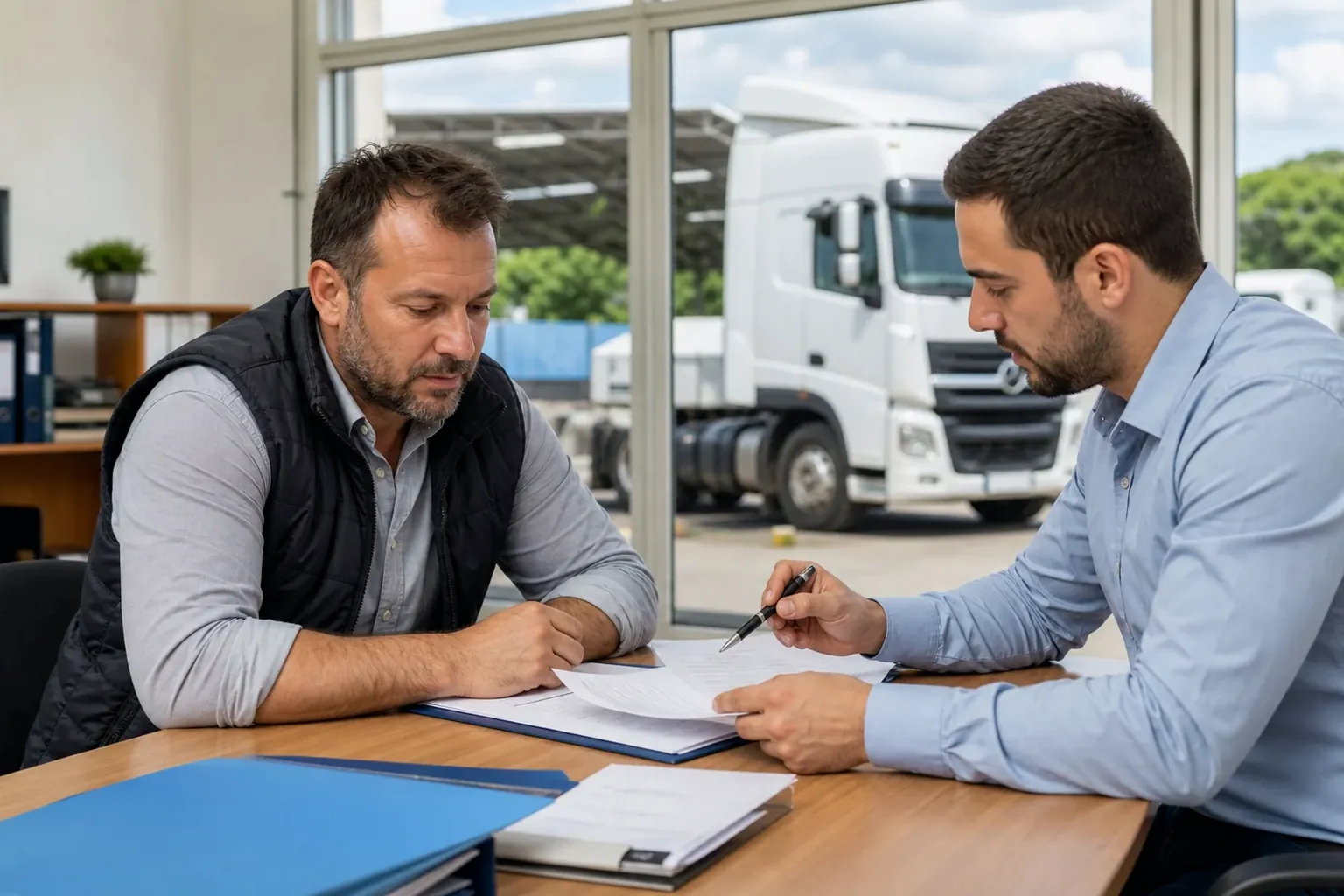Despachante realizando cadastramento na ANTT com assistência a cliente.